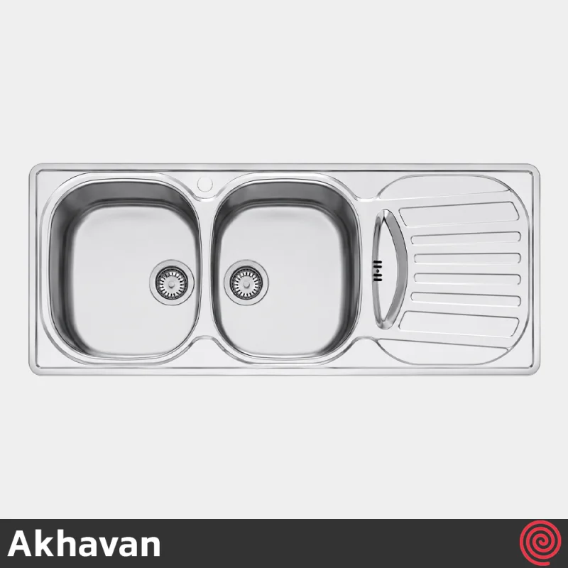 سینک ظرفشویی اخوان مدل Akhavan 19-50 | دو لگنه فانتزی توکار