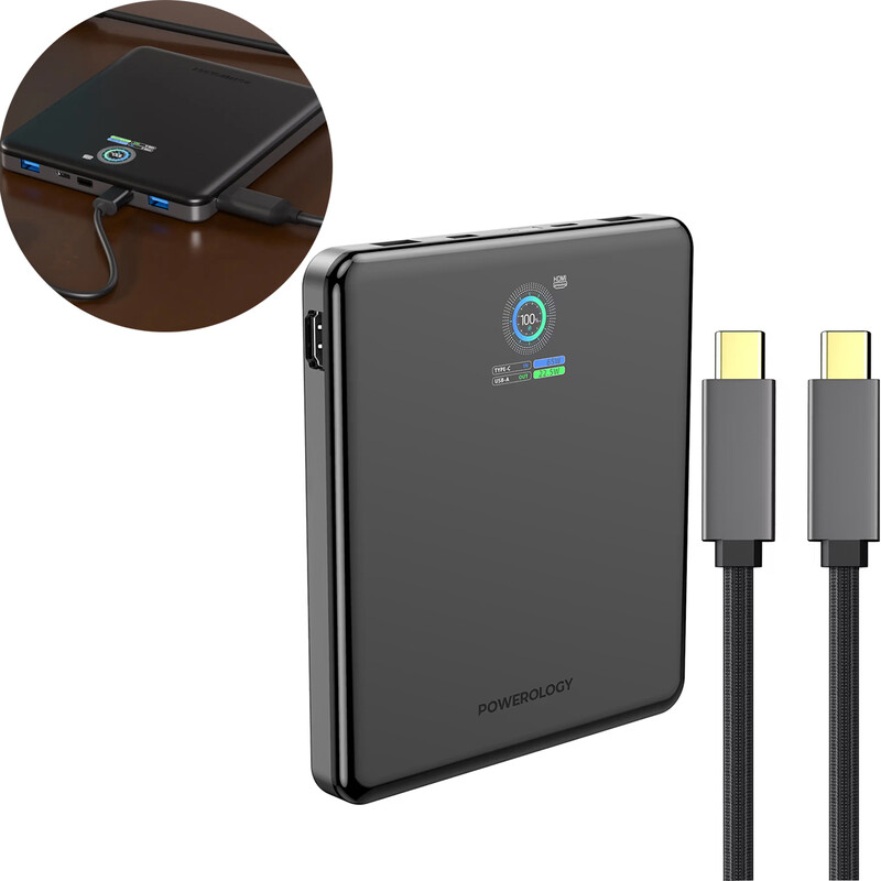 پاور بانک 20000 و هاب HDMI پاورولوژی اصل مدل Powerology PPBCHA89BK