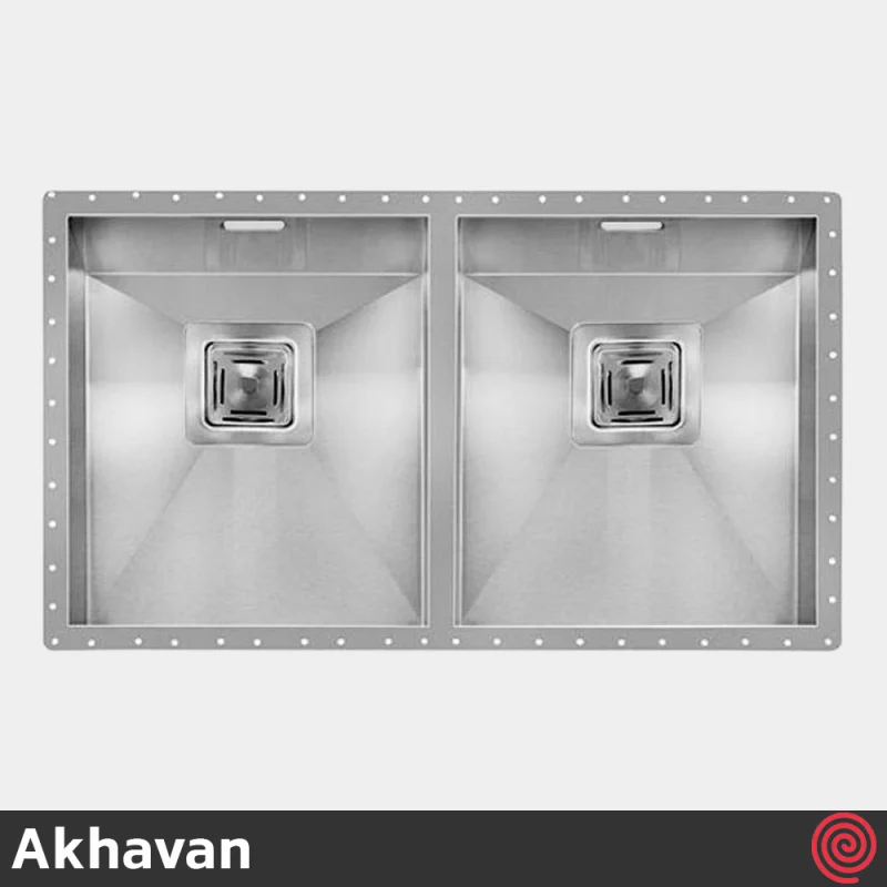 سینک ظرفشویی اخوان مدل Akhavan 410-40 | دو لگنه زیرکابینتی