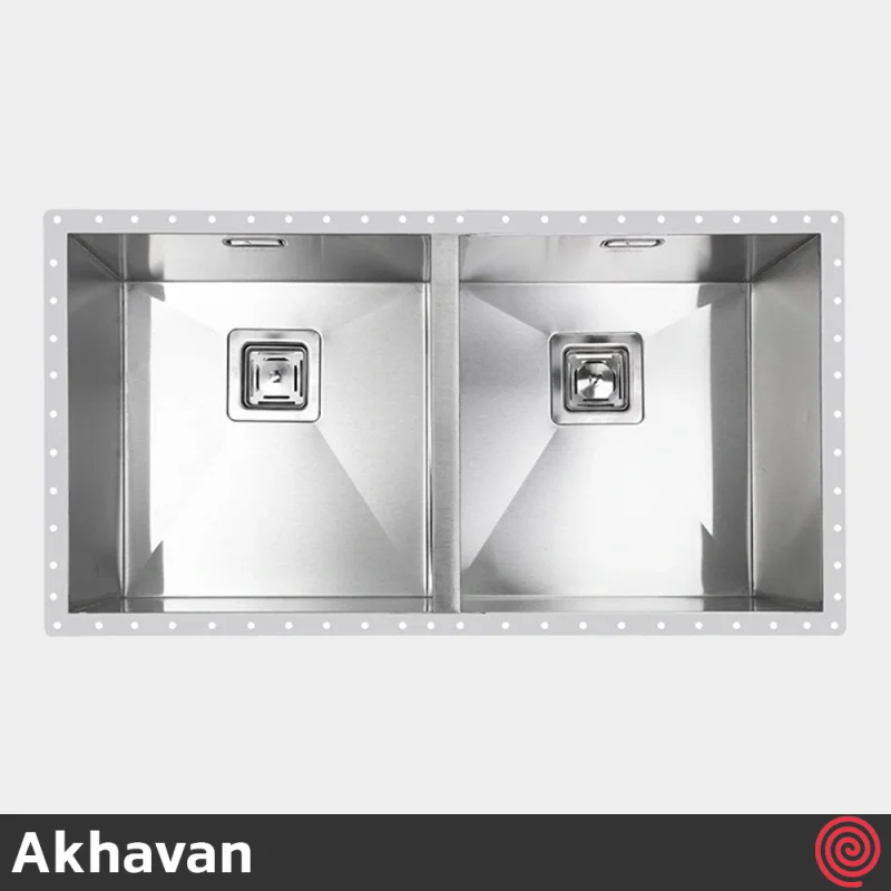 سینک ظرفشویی اخوان مدل Akhavan 411-40 | دو لگنه زیرکابینتی