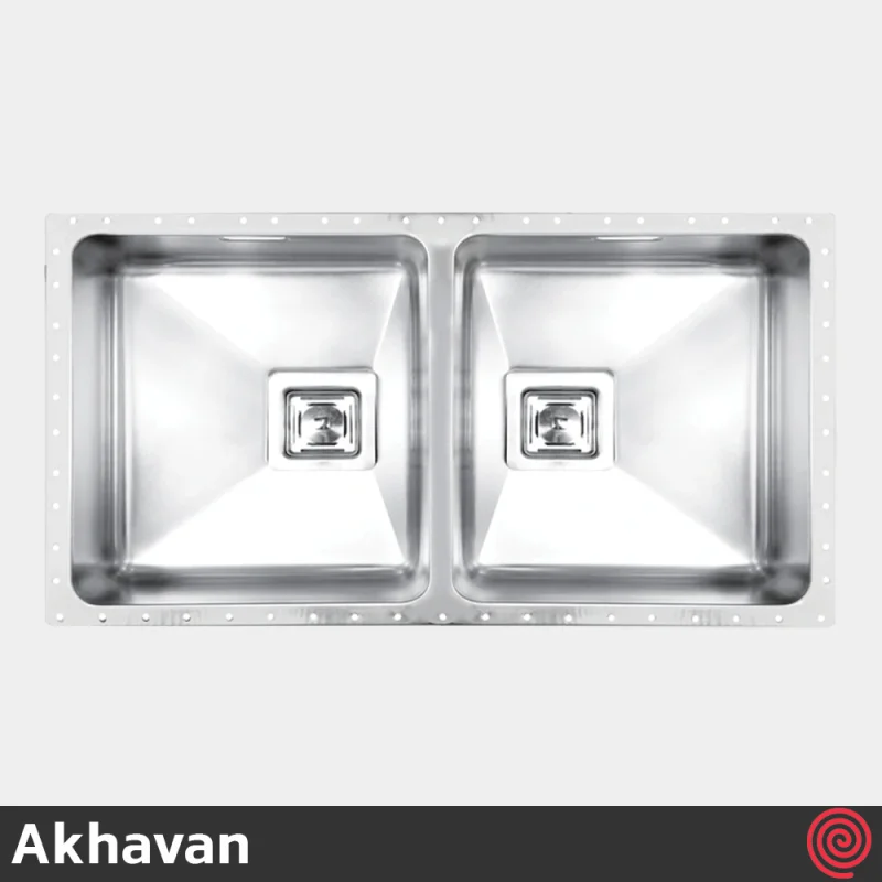 سینک ظرفشویی اخوان مدل Akhavan 412-40 | دو لگنه زیرکابینتی