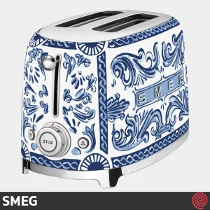 توستر نان 2 اسلایس اسمگ مدل SMEG TSF01DGB | رنگ آبی مدیترانه ای، اسلات کوچک