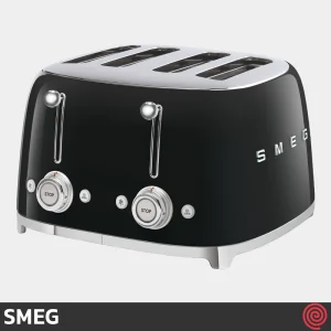 توستر نان 4 اسلایس اسمگ مدل SMEG TSF03BL | رنگ مشکی براق، اسلات کوچک
