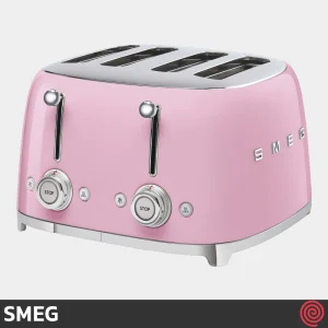 توستر نان 4 اسلایس اسمگ مدل SMEG TSF03PK | رنگ صورتی، اسلات کوچک