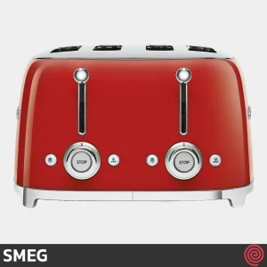 توستر نان 4 اسلایس اسمگ مدل SMEG TSF03RD | رنگ قرمز، اسلات کوچک