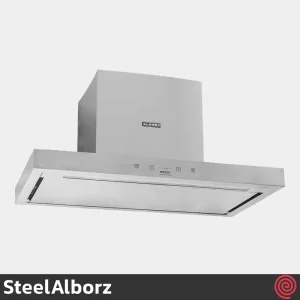 هود شومینه ای تخت استیل البرز مدل SteelAlborz SA-208 | سایز 90 با موتور 8 دور اینورتور