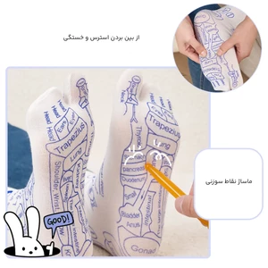 جوراب ماساژور کف پا طب فشاری با نقشه نقاط رفلکسولوژی