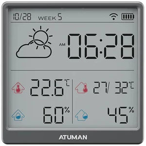 دماسنج و ساعت رومیزی شارژی آتومن مدل ATuMan THSE