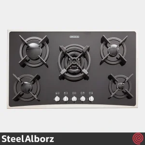 اجاق گاز صفحه ای 5 شعله استیل البرز مدل SteelAlborz G-5904S | بدنه شیشه ای