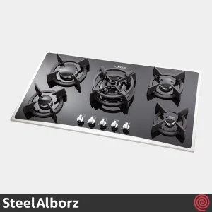 اجاق گاز صفحه ای 5 شعله استیل البرز مدل SteelAlborz G-5904S | بدنه شیشه ای