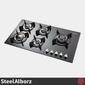 اجاق گاز صفحه ای 5 شعله استیل البرز مدل SteelAlborz G-5907R | بدنه شیشه ای