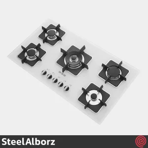 اجاق گاز صفحه ای 5 شعله استیل البرز مدل SteelAlborz G-5910W | بدنه شیشه ای