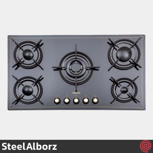 اجاق گاز صفحه ای 5 شعله استیل البرز مدل SteelAlborz G-5916 | بدنه شیشه ای
