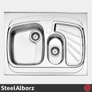 سینک ظرفشویی استیل البرز مدل SteelAlborz 608/60 | یک و نیم لگنه فانتزی روکار