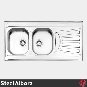 سینک ظرفشویی استیل البرز مدل SteelAlborz 725/60 | دو لگنه فانتزی روکار