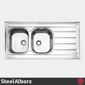 سینک ظرفشویی استیل البرز مدل SteelAlborz 726/60 | دو لگنه فانتزی روکار