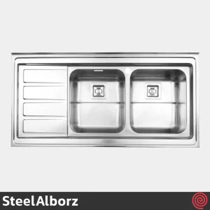 سینک ظرفشویی استیل البرز مدل SteelAlborz 764/60 | دو لگنه فانتزی روکار