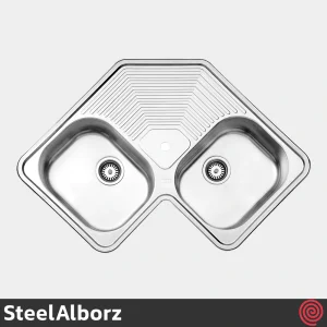 سینک ظرفشویی استیل البرز مدل SteelAlborz 540/83 | دو لگنه فانتزی توکار