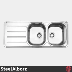 سینک ظرفشویی استیل البرز مدل SteelAlborz 726/50 | دو لگنه فانتزی توکار