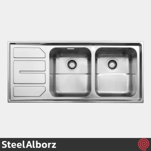سینک ظرفشویی استیل البرز مدل SteelAlborz 763/52 RED | دو لگنه فانتزی توکار
