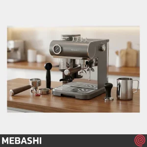 اسپرسو ساز مباشی مدل Mebashi ME-CCM2071 | رنگ خاکستری، نیمه اتوماتیک با آسیاب و فشار 19 بار