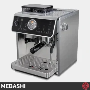 اسپرسو ساز مباشی مدل Mebashi ME-CCM2056 | رنگ استیل، نیمه اتوماتیک با آسیاب و فشار 20 بار