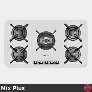اجاق گاز صفحه ای 5 شعله میکس پلاس مدل Mix Plus PARDYC W | بدنه شیشه ای