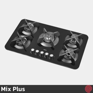 اجاق گاز صفحه ای 5 شعله میکس پلاس مدل Mix Plus APPLE B | بدنه شیشه ای