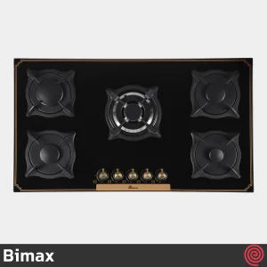 اجاق گاز صفحه ای 5 شعله بیمکث مدل Bimax 5087 | بدنه شیشه ای