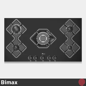 اجاق گاز صفحه ای 5 شعله بیمکث مدل Bimax 5090P | بدنه شیشه ای