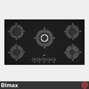 اجاق گاز صفحه ای 5 شعله بیمکث مدل Bimax 5073 | بدنه شیشه ای