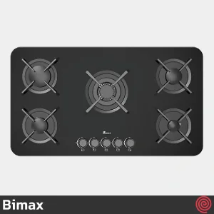 اجاق گاز صفحه ای 5 شعله بیمکث مدل Bimax 2106 | بدنه شیشه ای