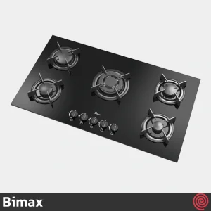 اجاق گاز صفحه ای 5 شعله بیمکث مدل Bimax 2104 | بدنه شیشه ای