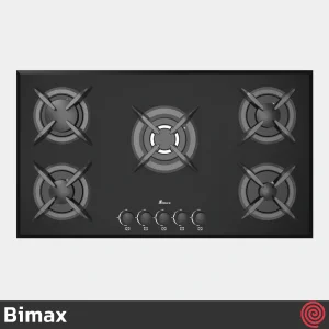 اجاق گاز صفحه ای 5 شعله بیمکث مدل Bimax 2102 | بدنه شیشه ای