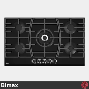 اجاق گاز صفحه ای 5 شعله بیمکث مدل Bimax 0061 | بدنه شیشه ای
