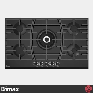 اجاق گاز صفحه ای 5 شعله بیمکث مدل Bimax 0061 | بدنه شیشه ای