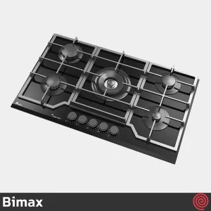 اجاق گاز صفحه ای 5 شعله بیمکث مدل Bimax 2204 | بدنه شیشه ای
