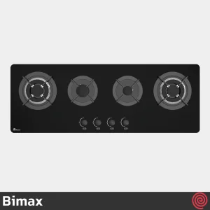 اجاق گاز صفحه ای 4 شعله بیمکث مدل Bimax 5020 | رنگ مشکی، بدنه شیشه ای