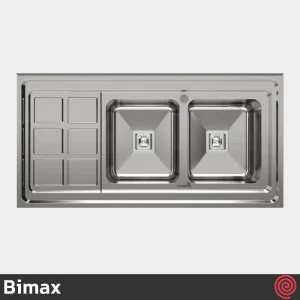سینک ظرفشویی بیمکث مدل Bimax 914-60 | دو لگنه فانتزی روکار