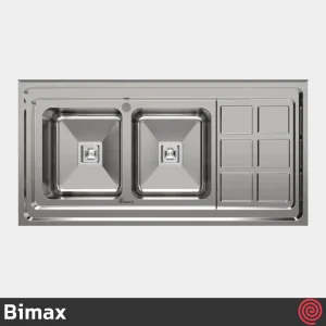 سینک ظرفشویی بیمکث مدل Bimax 914-60 | دو لگنه فانتزی روکار