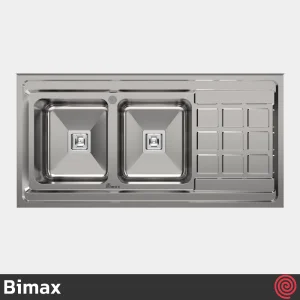 سینک ظرفشویی بیمکث مدل Bimax 919-60 | دو لگنه فانتزی روکار