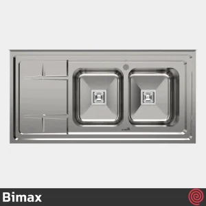 سینک ظرفشویی بیمکث مدل Bimax 926-60 | دو لگنه فانتزی روکار