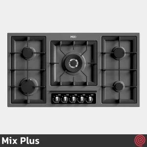 اجاق گاز صفحه ای 5 شعله میکس پلاس مدل Mix Plus E518M | رنگ مشکی، بدنه لعابی