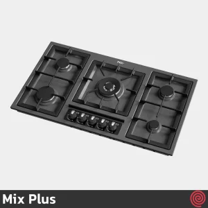 اجاق گاز صفحه ای 5 شعله میکس پلاس مدل Mix Plus E518M | رنگ مشکی، بدنه لعابی