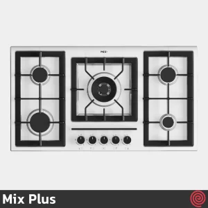 اجاق گاز صفحه ای 5 شعله میکس پلاس مدل Mix Plus E518W | رنگ سفید، بدنه لعابی