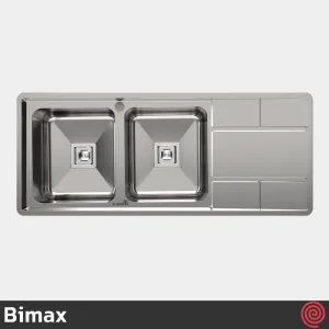 سینک ظرفشویی بیمکث مدل Bimax 924-50 | دو لگنه فانتزی توکار