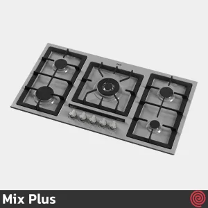 اجاق گاز صفحه ای 5 شعله میکس پلاس مدل Mix Plus E518G | رنگ طوسی، بدنه لعابی
