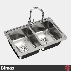 سینک ظرفشویی بیمکث مدل Bimax 934-50 | دو لگنه فانتزی توکار