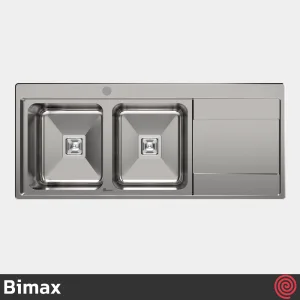 سینک ظرفشویی بیمکث مدل Bimax 845-52 | دو لگنه فانتزی توکار