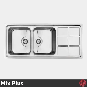 سینک ظرفشویی میکس پلاس مدل Mix Plus 8032-P-50 | دو لگنه فانتزی توکار